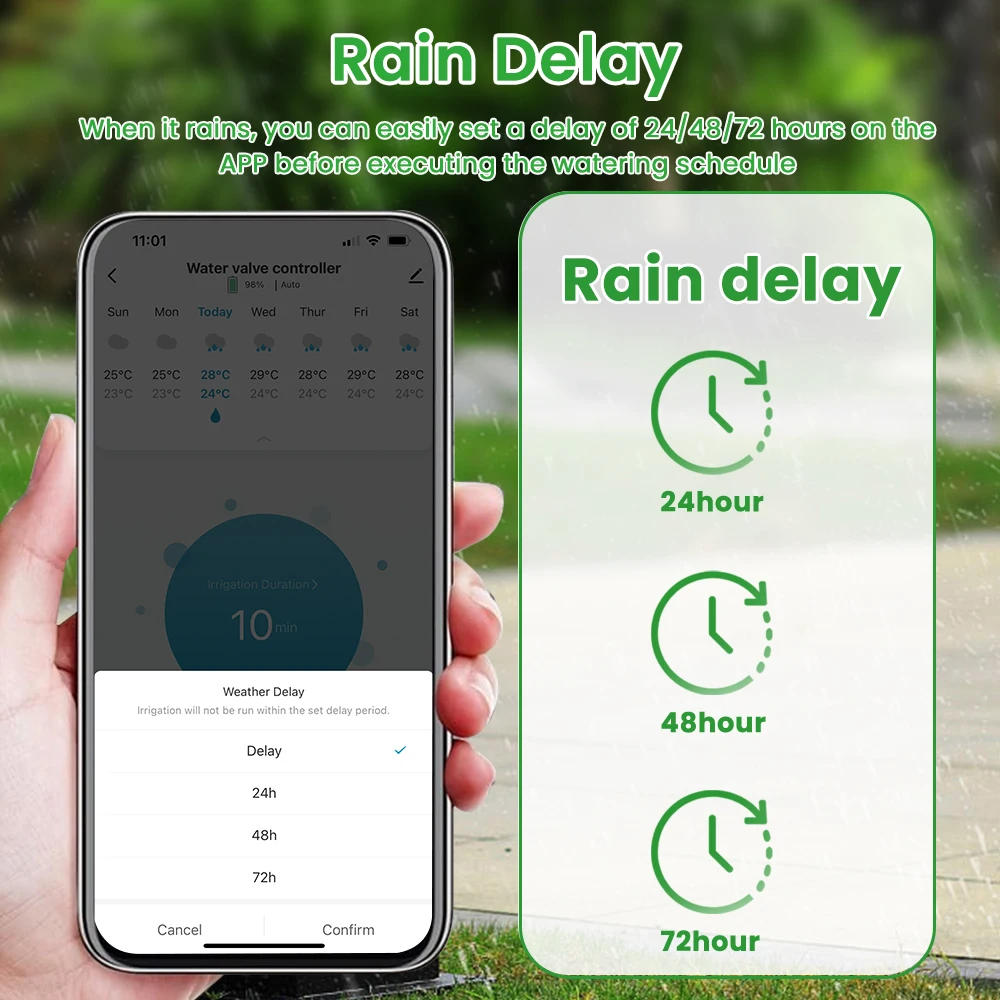 MIUCDA ogródowy timer do podawania wody z dużym ekranem LCD, timer wody do nawadniania w domu i na zewnątrz, narzędzie do automatycznego podawania