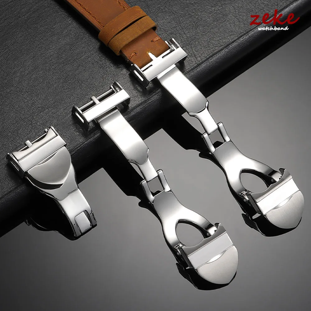 Metall-Faltschnallen für Tudor, 18 mm Edelstahl-Schnalle für Leder, Gummi-Uhrenarmband-Verschluss, Faltschließe aus poliertem Silber