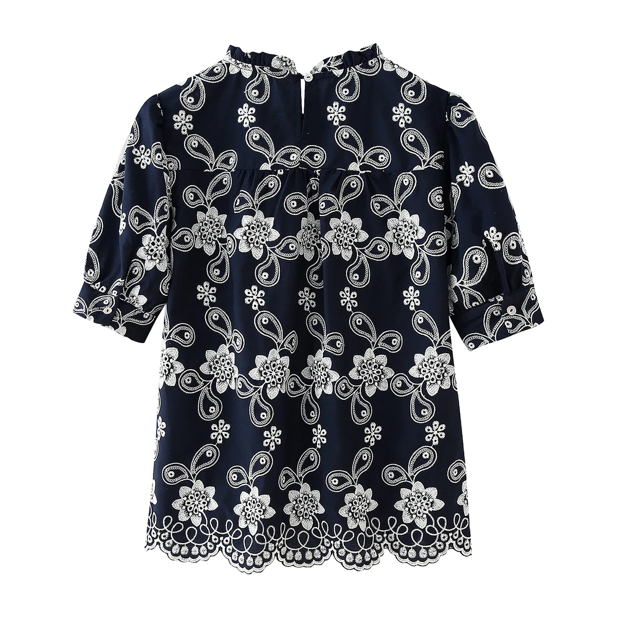 Embroidered Blouse Ruffled Collar Shirt Floral Pullover Top Wear Women\'s New Clothing