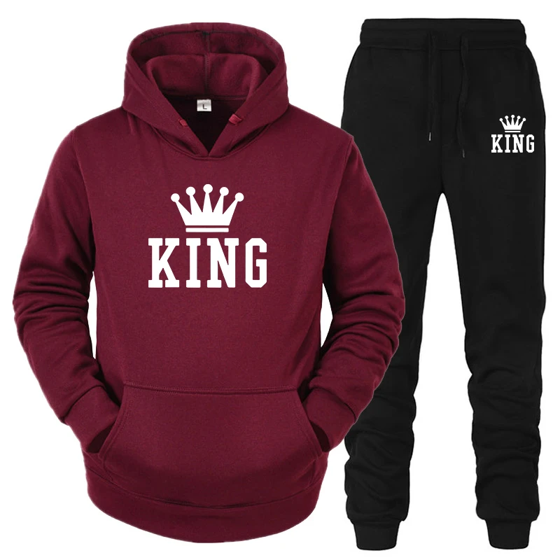 2024 Hot Sale Couple Fashion Tracksuit King Queen Hoodies and Sweatpants High Quality Men Women Daily Casual Sports Jogging Suit