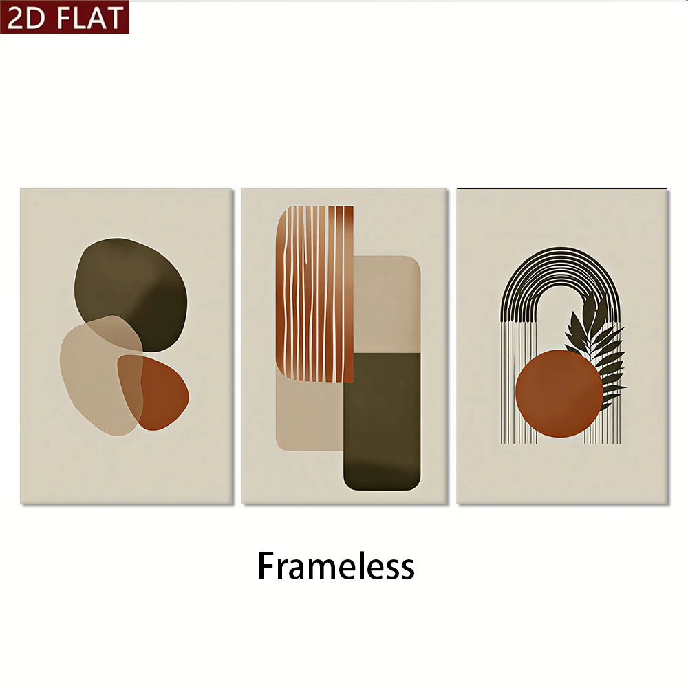3pcs frameless Canvas Painting 1 set of Nordic abstract geometry triptych decorative paintings, modern living room sofa backgrou