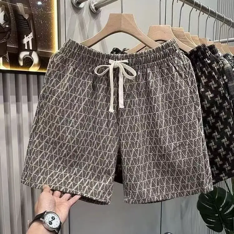 

Summer Men's Outdoor Wear Plaid Shorts Sports Beach Loose Cotton PVC Breathable Youth Active Style Retro Wash Resistant