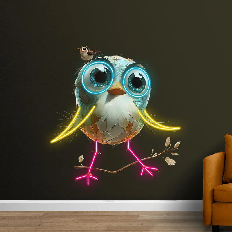 Adorable Bird Neon Light for Home Decor, Cartoon Style LED Wall Art with Bright Colors, Perfect for Children Room & Living Room