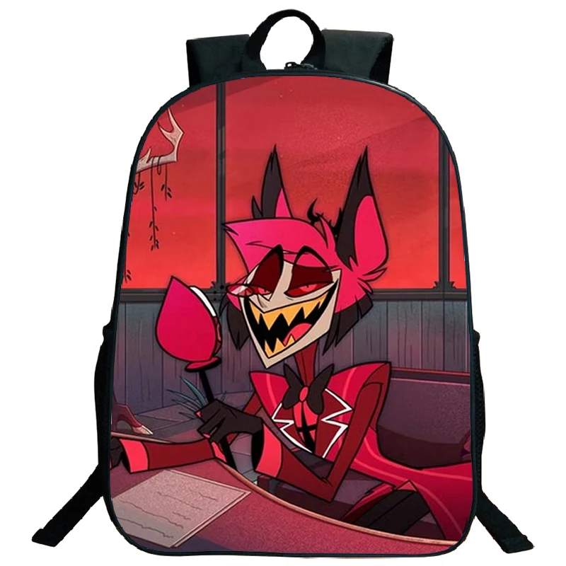 Tas punggung gambar Hazbin kapasitas besar tas sekolah kartun anak perempuan anak laki-laki tas punggung Anime tas buku tahan air tas bepergian tas anak-anak Mochila