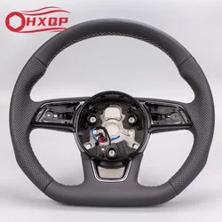 White stitched leather perforated steering wheel, suitable for Audi A4 B9 A3 A5,with heating function