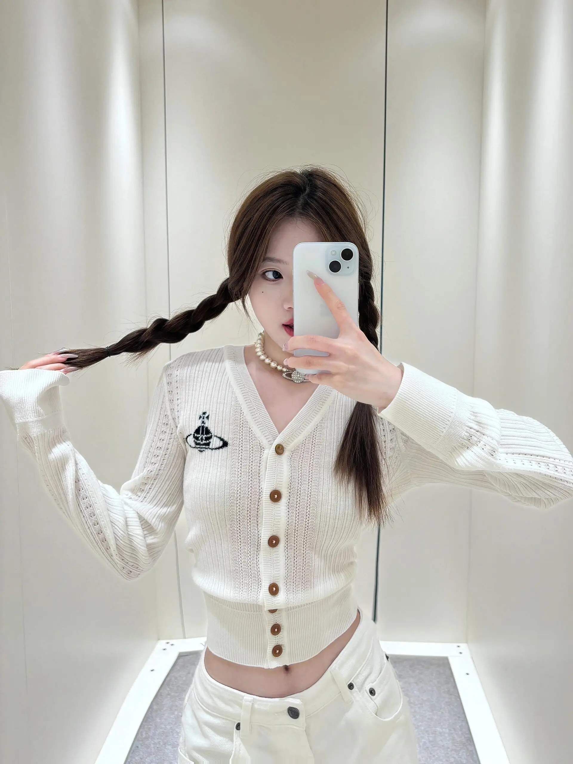 

Вязаный женский свитер в стиле ретро с американским логотипом и вышивкой, джинсовый хлопковый длинный свек, верхняя одежда для похудения