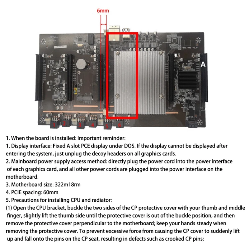 Imagem -02 - Btc Mining Machine Motherboard Placa Gráfica com Ventilador de Refrigeração Btc79x5 V1.0 Lga 2011 Ddr3 Suporta 32g 60 Milímetros Pitch Rtx3060