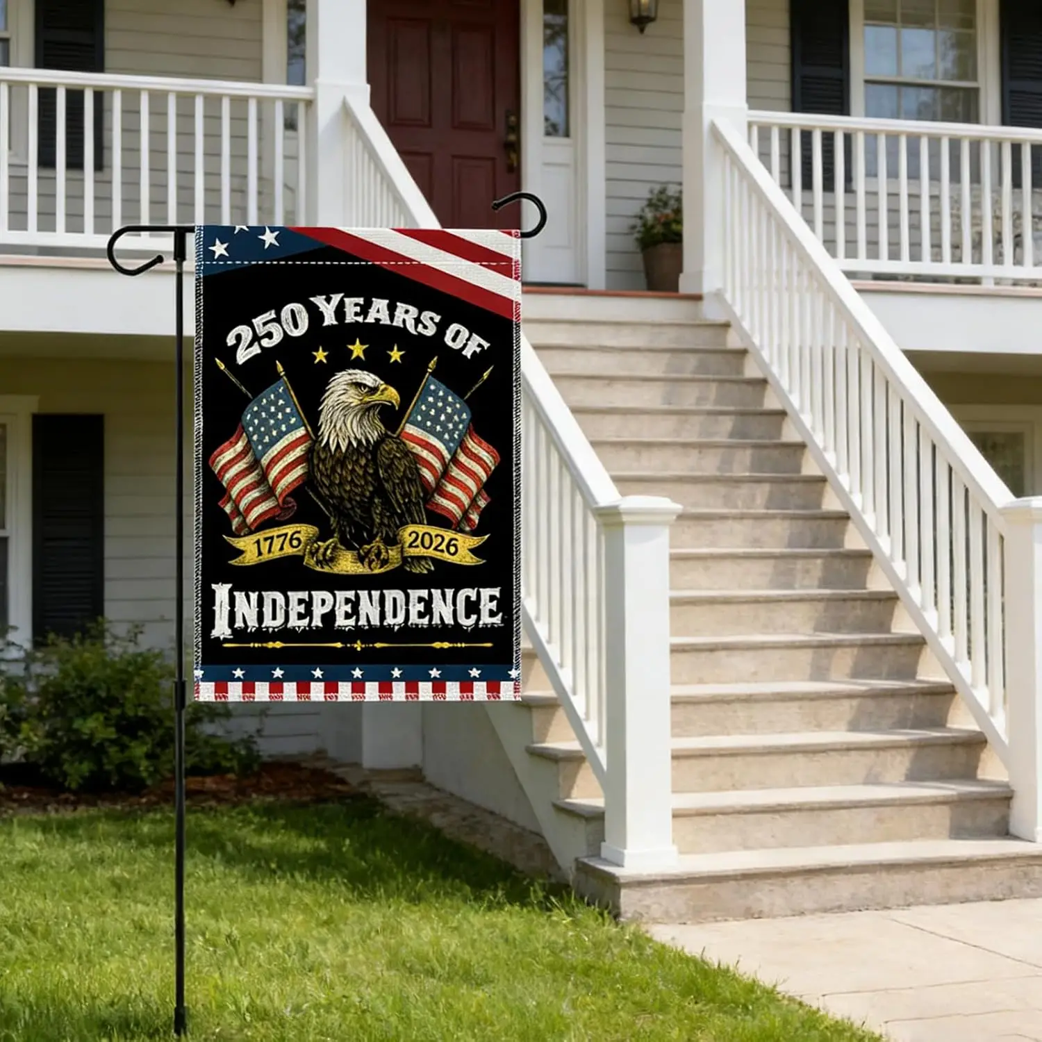 12 x 18 Inches 250th Anniversary USA Garden Flag for Yard Lawn Outdoor Decor, Retro Patriotic Eagle and American Flags Desig ZZM