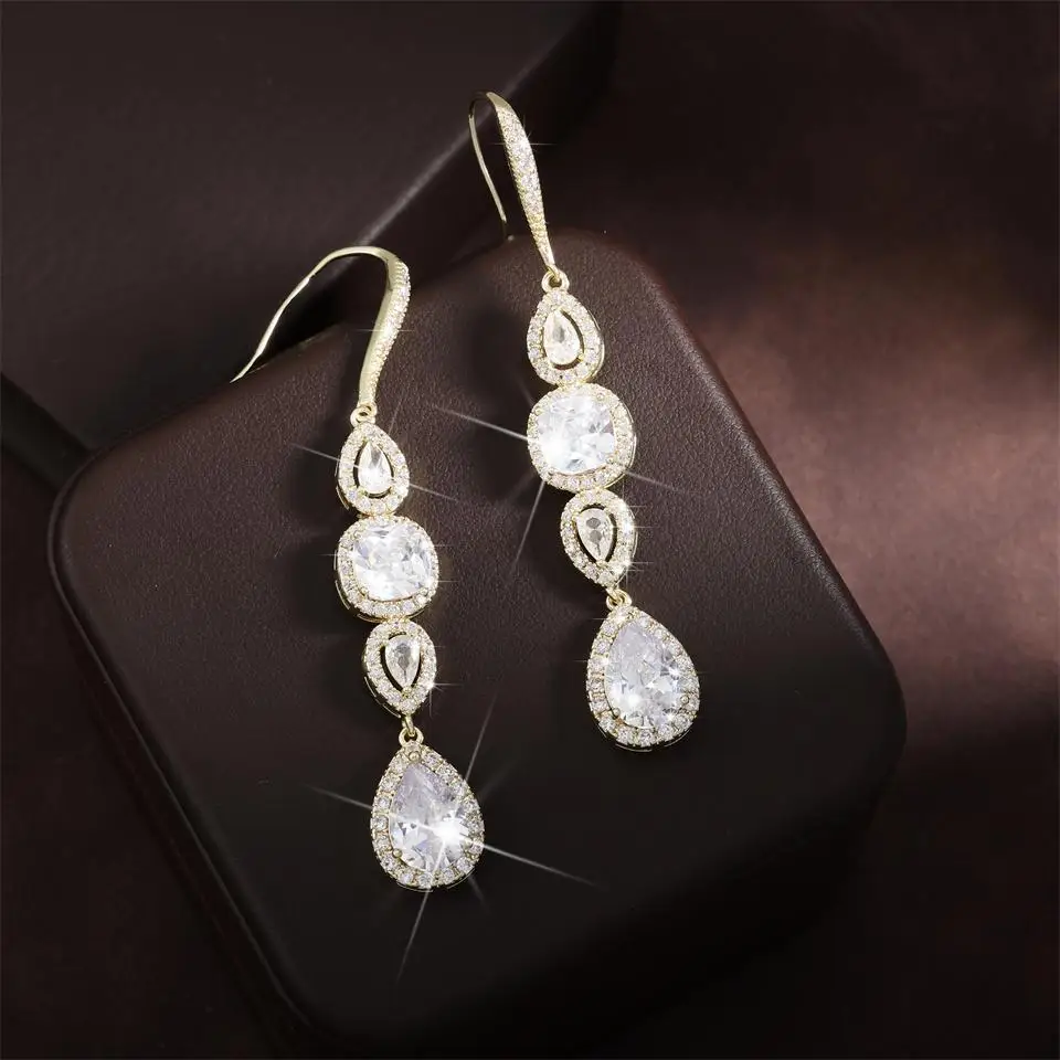 ZAKOL Wassertropfen Micro Intarsien Zirkon Elegante Exquisite Baumeln Ohrringe Für Frauen Klassische Mode Charme Schmuck Zubehör – Detail 10