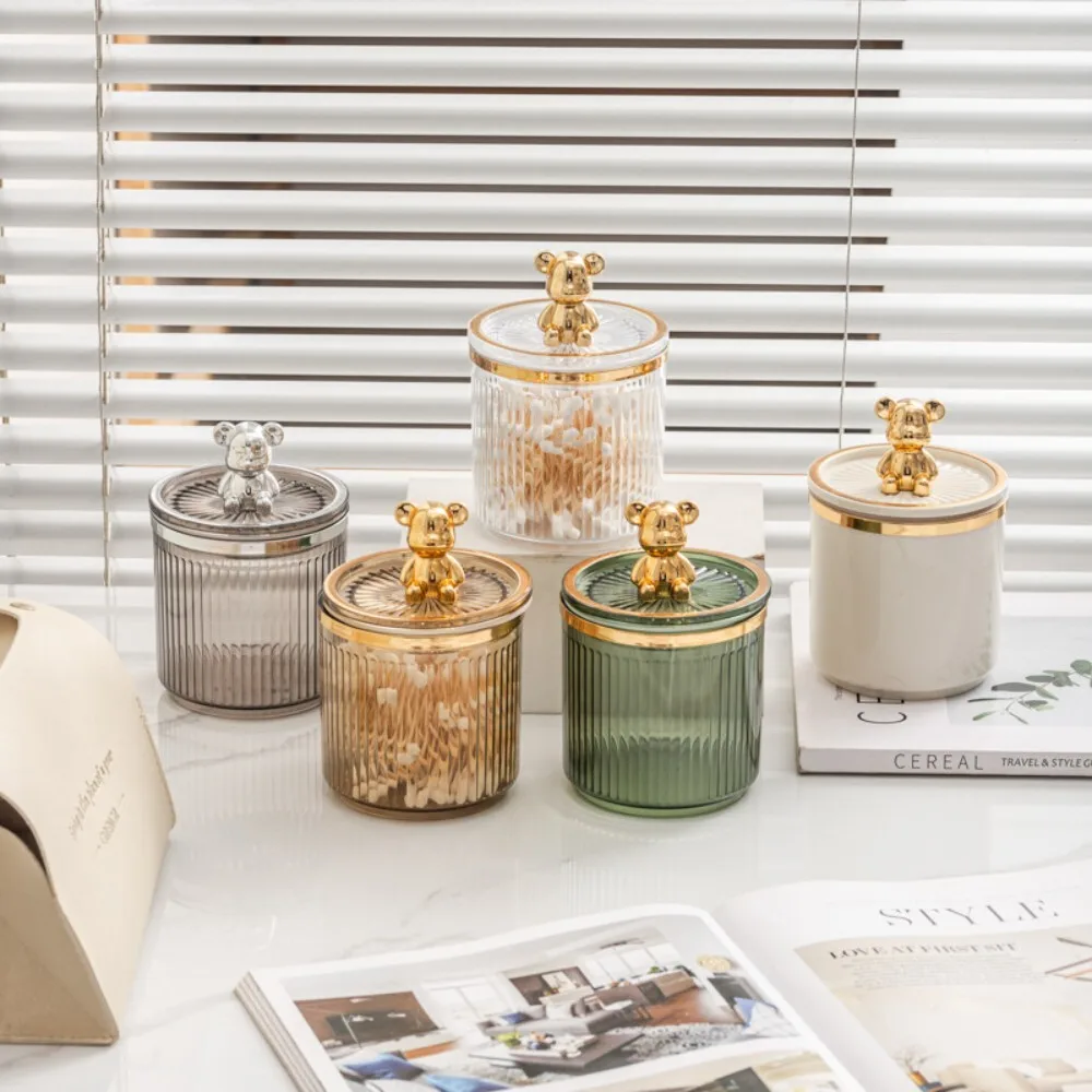 

Cosmetic Household High End Storage Tube Cotton Swab Dental Floss Box for Bathroom Vanity Organizer Decorative Container