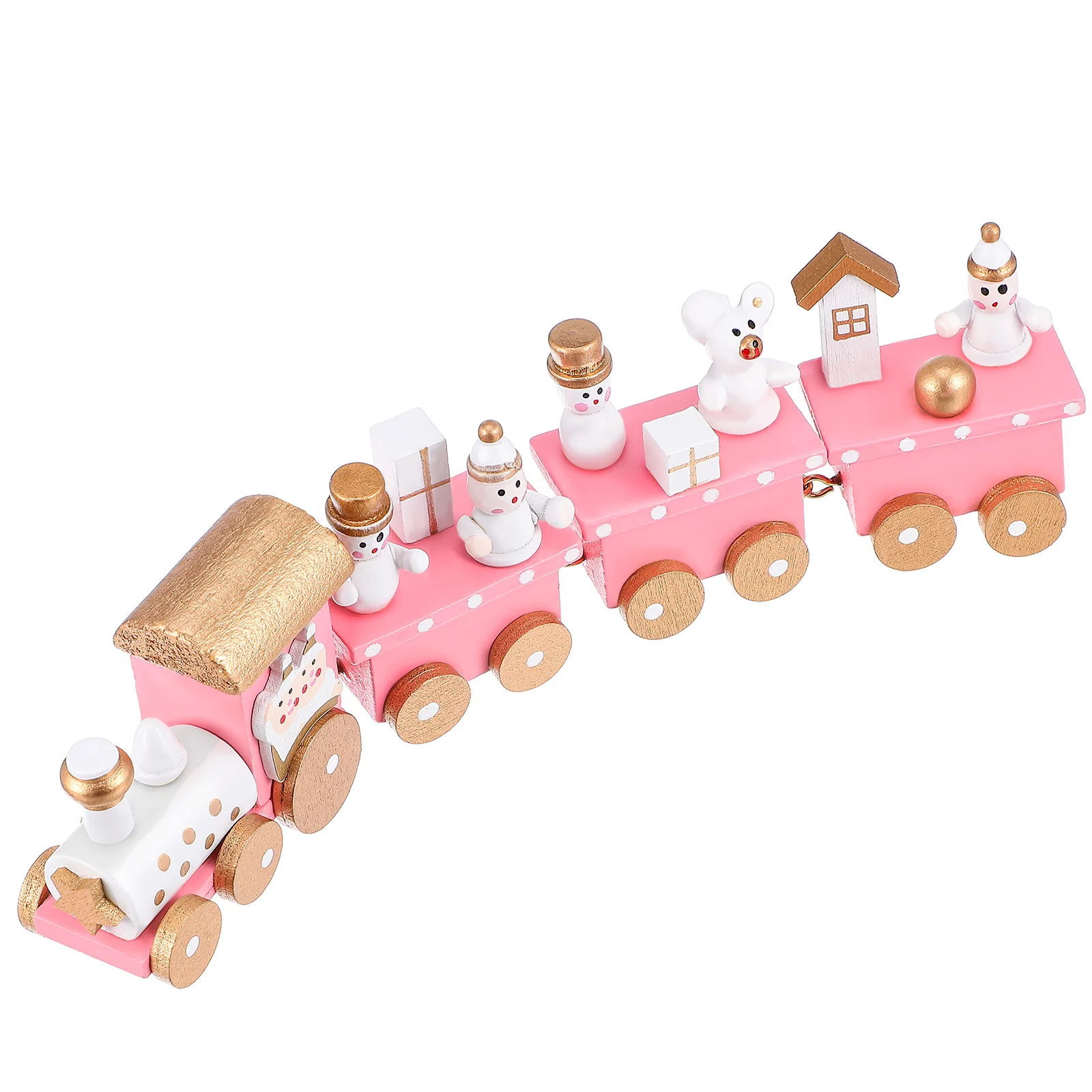 Train Desktop Train Four Section Table Train Decor Wooden Railway Decor Christmas Theme Decor Table Ornament Home Christmas