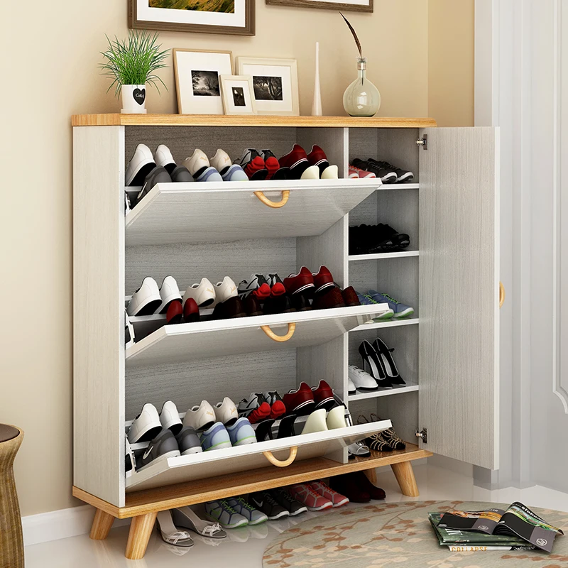 Ultra-thin shoe cabinet door storage artifact space-saving entrance cabinet integrated household shoe rack