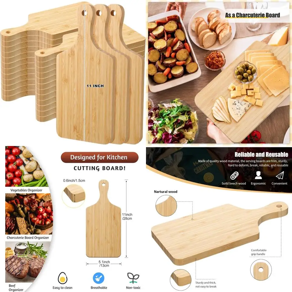 

Small Wood Chopping Boards - 30 Pack, 11 x 5 Inch Mini Charcuterie Serving Boards for Laser Engraving and Kitchen Use