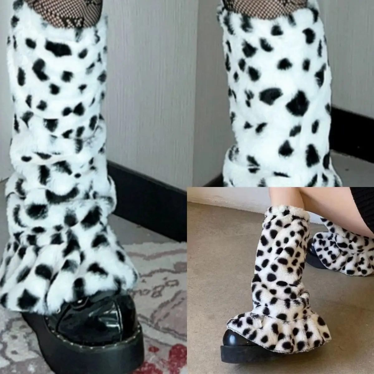 

2025 модный осенне-зимний новый стильный пятнистый чехол для ног, горячая распродажа, плюшевый толстый теплый чехол для ног для девочек с индивидуальностью