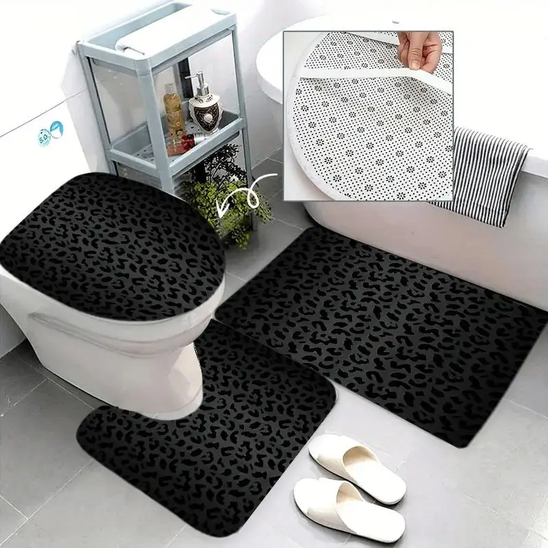 1Pc Bathroom Set That Instantly Transforms into a "Wild Aesthetic Show!" Leopard Print Bathroom Set, Blending Sophistication and Wild Charm into Everyday Life, Shower Curtain Set, Home Bathroom Decor, Includes Bathroom Mat, Toilet Mat, U-Shaped Mat, an Elegant Bathroom Decoration Essential, a Perfect Gift for Yourself, Friends, and Family. view 3