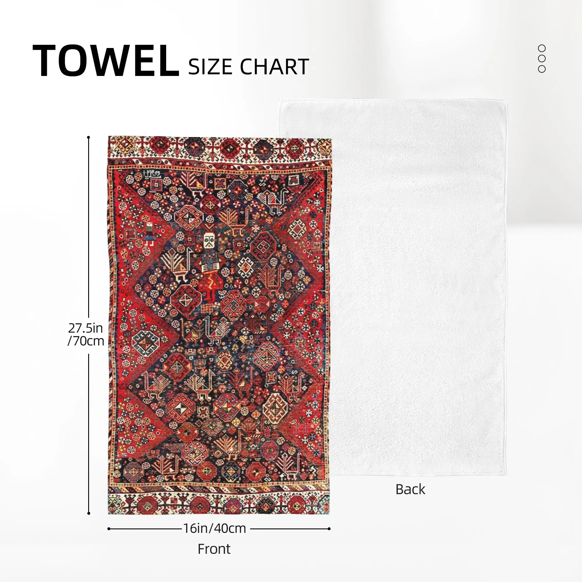 Custom Qashqa’I Fars Southwest Persian Nomad Rug Print Soft Face Towel Quick Dry Pool Bath Cotton Towels Breathable