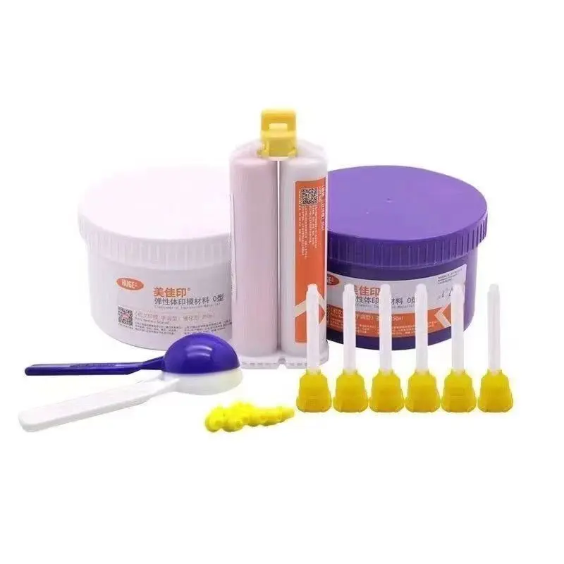 Fotografia 7: Newtry material de impressão elástica de borracha de silicone dental corpo pesado luz arma de borracha cópia conjunto de material de filme de impressão