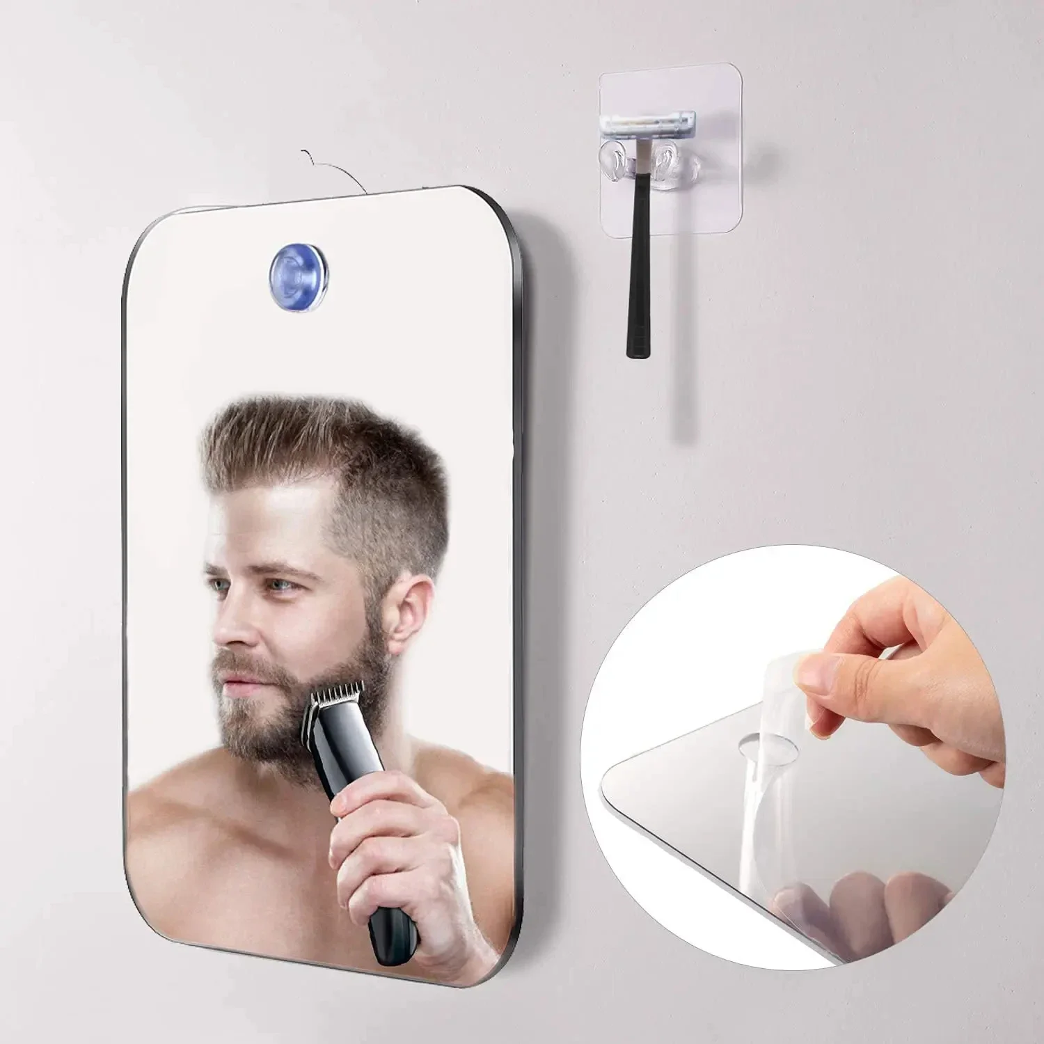 1PC Acrylic Makeup Mirror Bath Shaving Pocket Travel Makeup Mirror Women Hand Mirror Bathroom Face Shave Shower Accessories