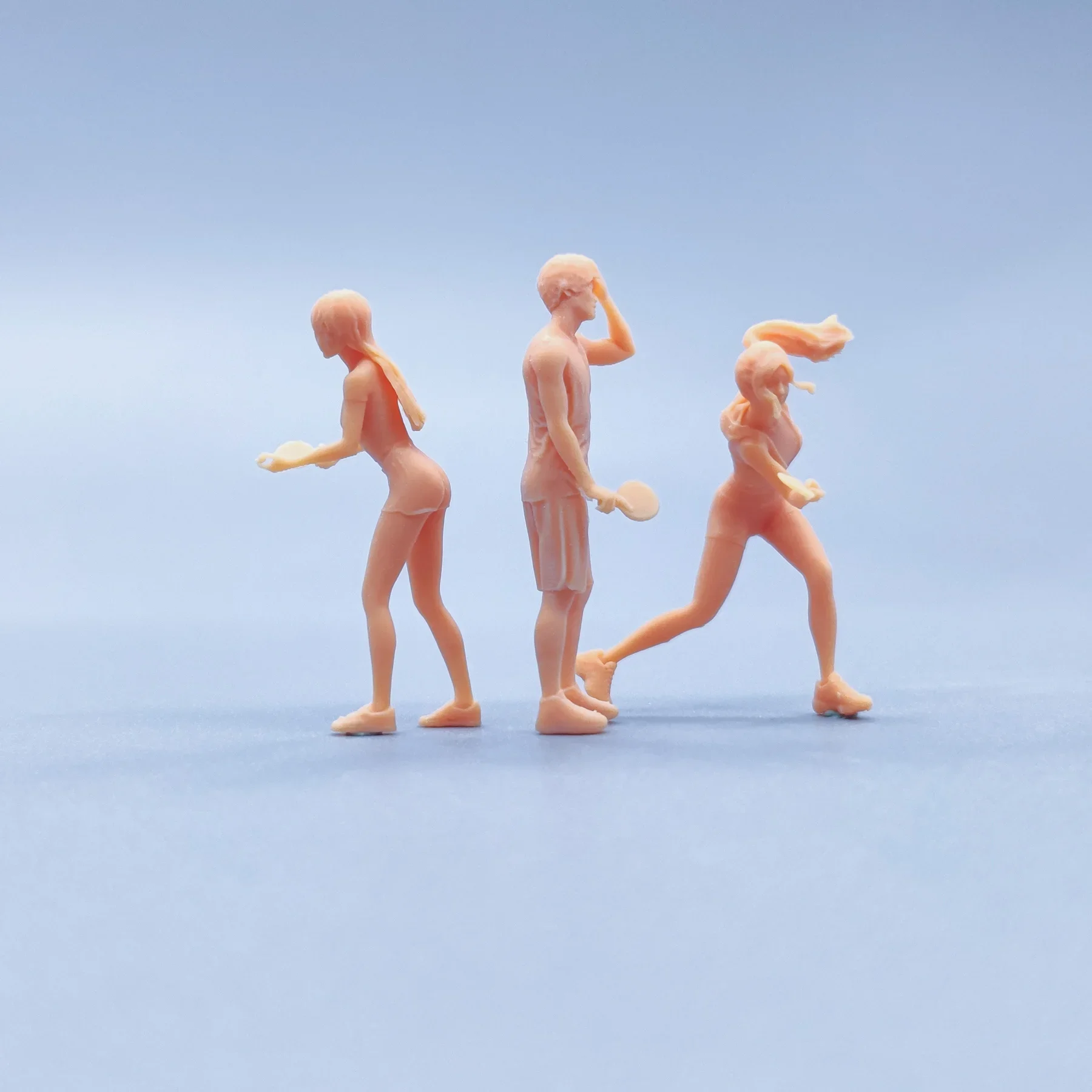 Jogadores De Tênis De Mesa De Resina Estatuetas, Miniaturas Sem Cor, Diorama, Figuras Pintadas À Mão, V333, V334, V335, 1:64, 1/50, 43