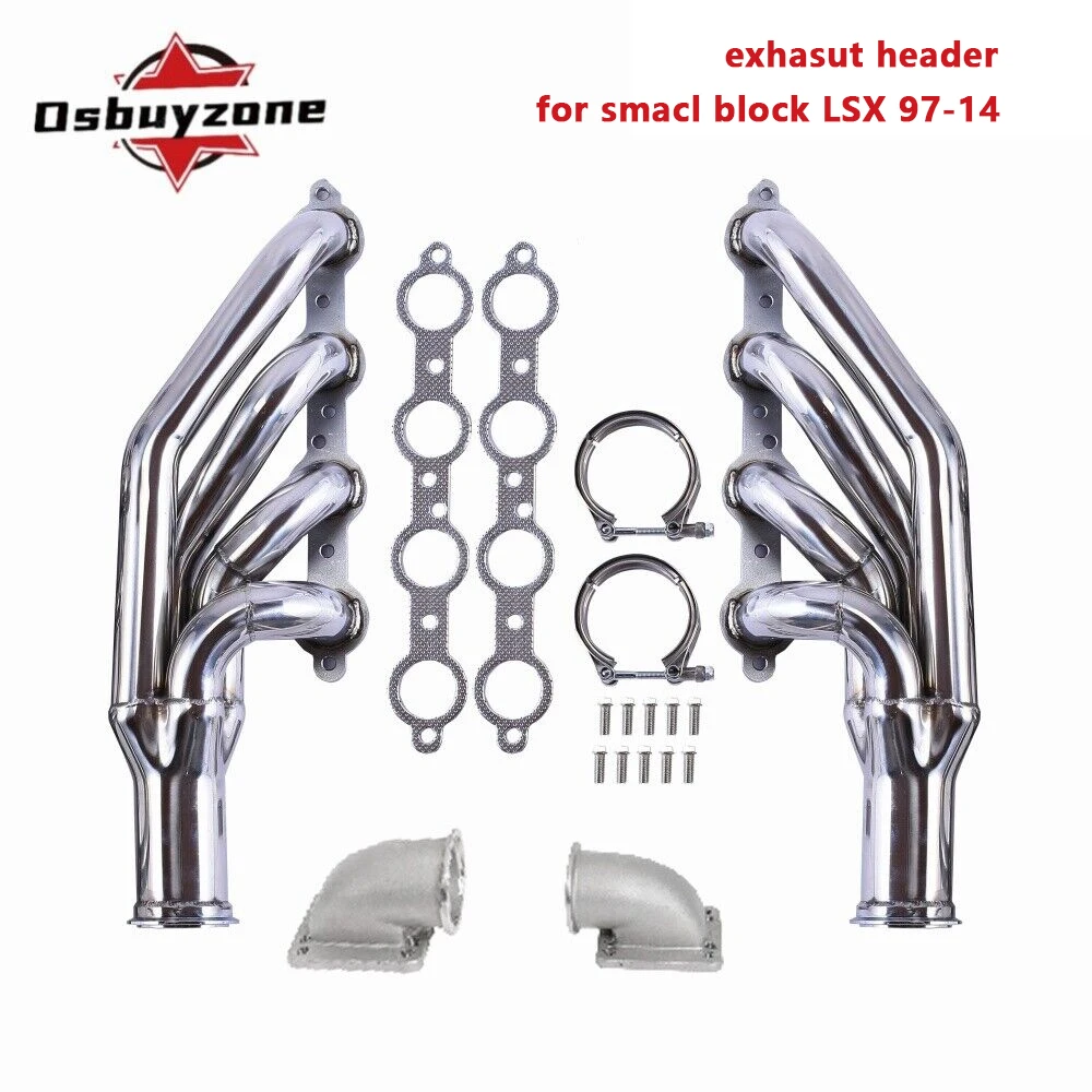 

Exhaust Header for 1997-2014 Chevy Small Block Chevrolet V8 LSX LS1 LS2 LS3 LS6 5.7L 6.0L 6.2L +Elbows T3 T4 to 3.0" V Band