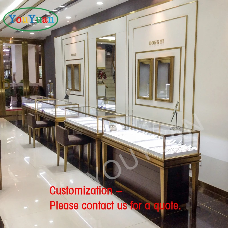 

custom.Wooden Jewelry Showcases Glass Mirror Watch Jewelry Display Cabinet Modern Jewelry Showroom Furniture