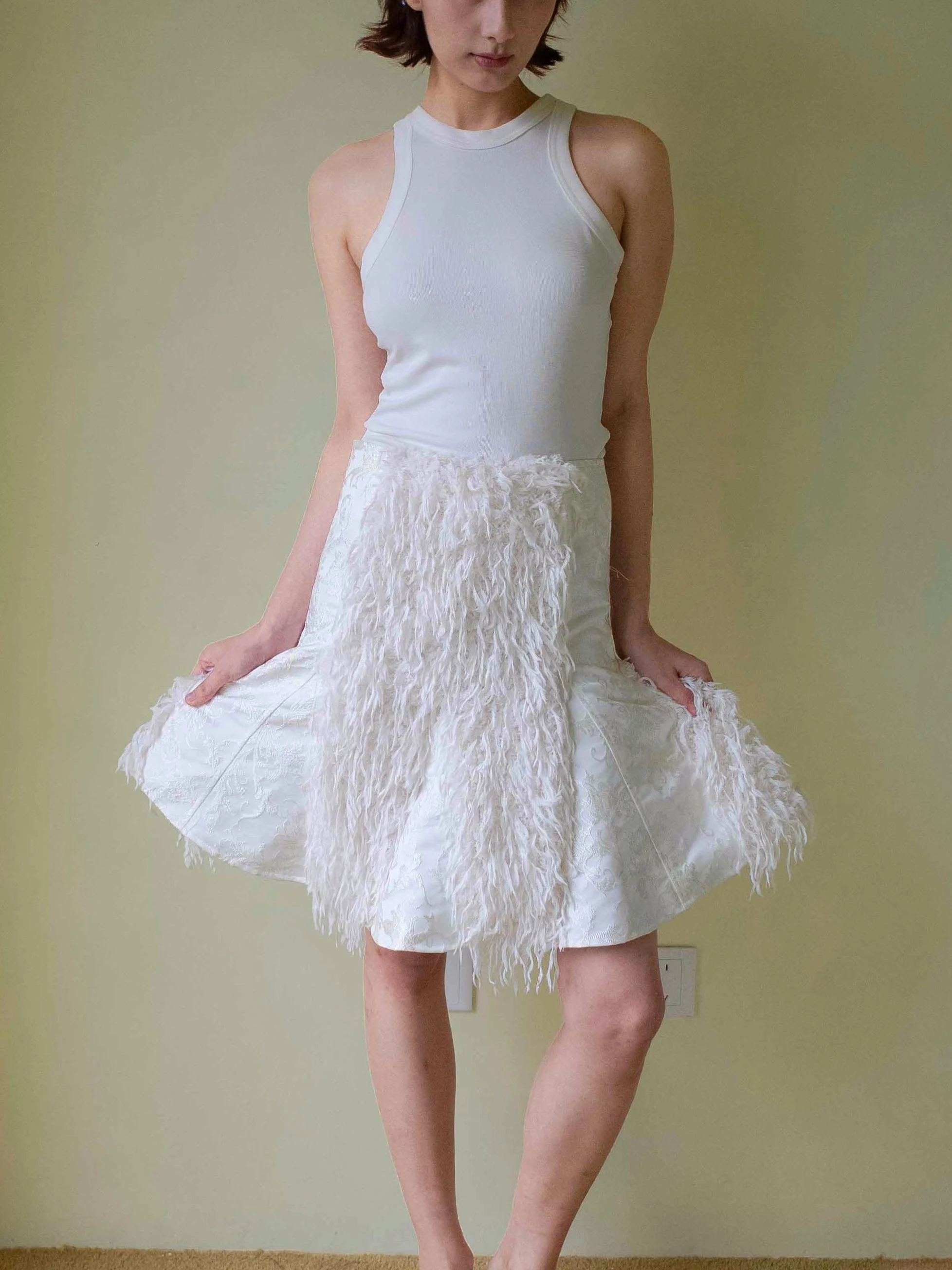 

M4onn Осенне-зимняя утепленная шерстяная юбка с бахромой, пэчворком и вышивкой, простой элегантный стиль для повседневной носки