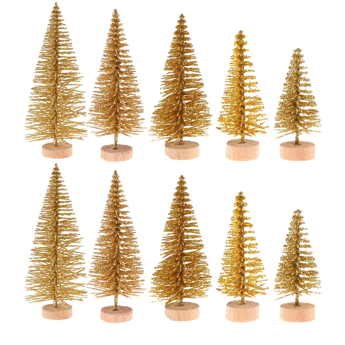 

48 Pcs Christmas Decoration Mini Tree Tiny Ornaments Small Decorations Minature Glitter Golden Festive