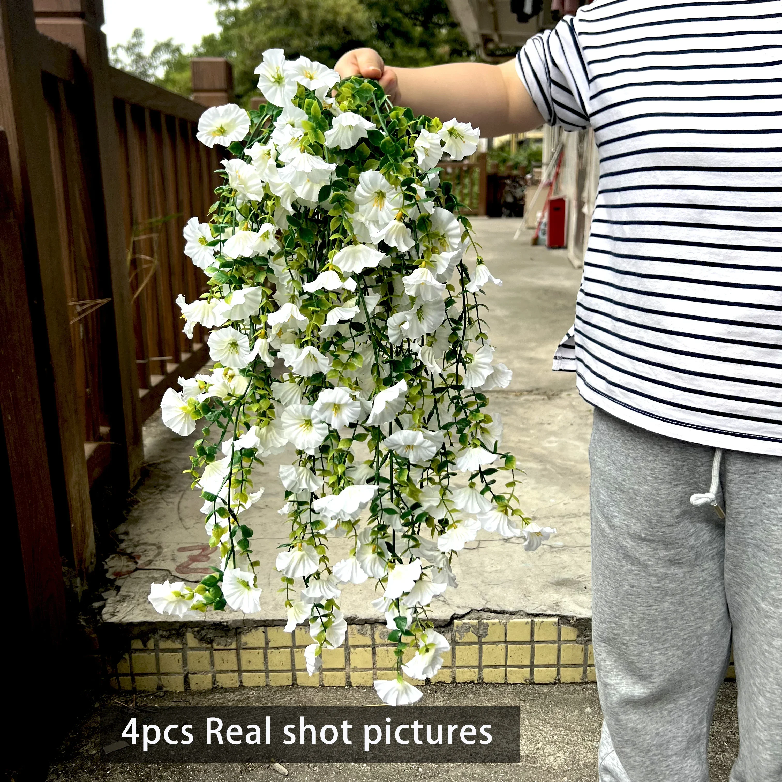 

4 шт., белая лоза, пластиковые цветы для уличного крыльца, сада, весеннее украшение, подвесная лоза, пасхальное свадебное украшение на день матери