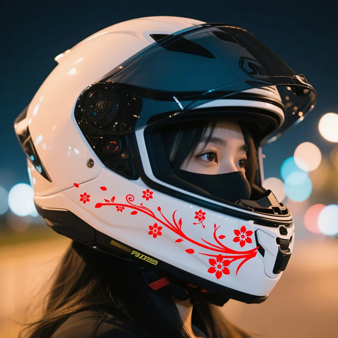 

2PCS/SET Eye - Catching Red Floral Helmet Sticker, Perfect for Backpacks, Mirrors, Cups & Photo Frames