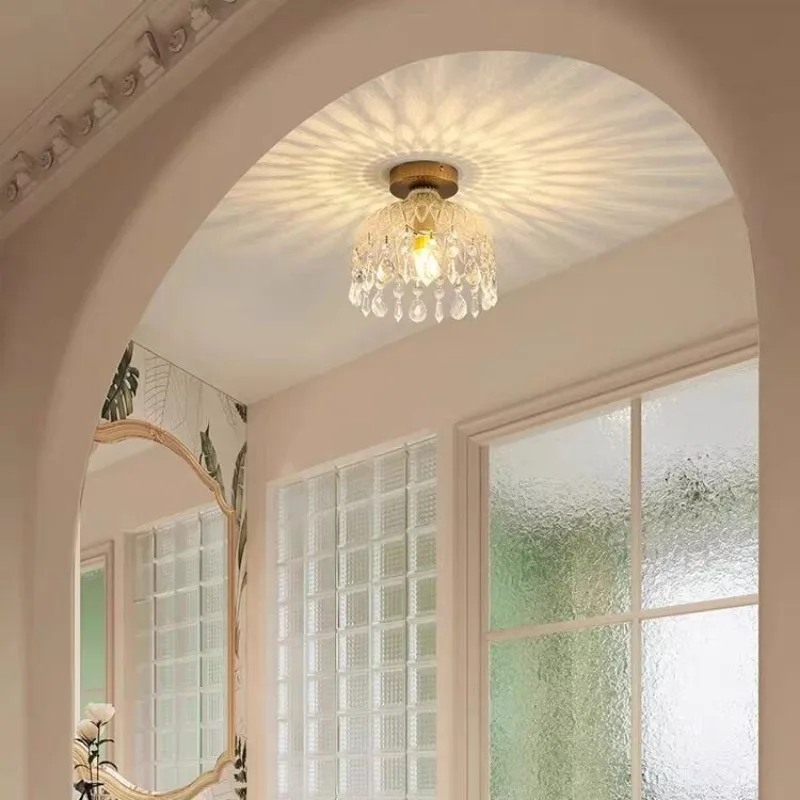 French Style Luxury Iron Art LED Ceiling Lights Crystal Lampshade Living Room Bedroom Restaurant Kitchen Atmosphere Hanging Lamp