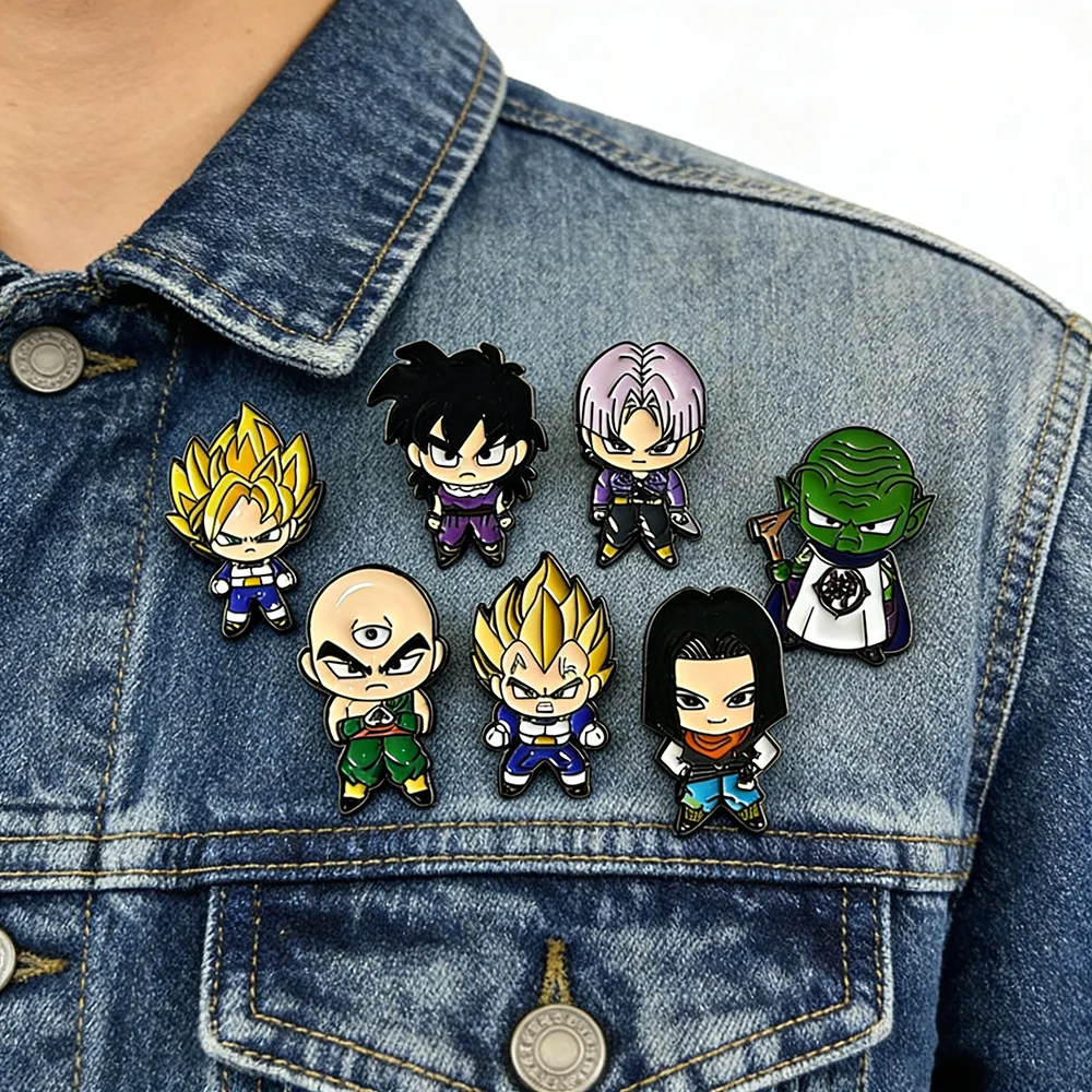7-teiliges Set Dragon Ball Anime Emaille-Pins Set Broschen Anstecknadeln für Rucksäcke Kleidung Schmuck Souvenir Geschenke für Anime-Liebhaber