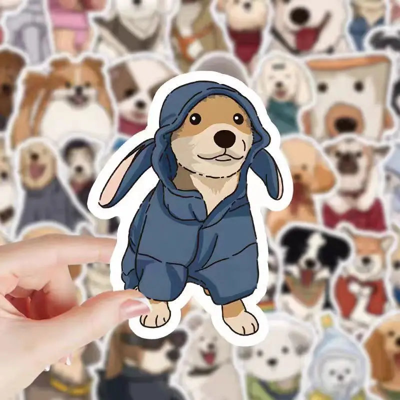 60 autocollants de scrapbooking amusants de dessin animé dessinés à la main-autocollants décoratifs créatifs animaux mignons bricolage