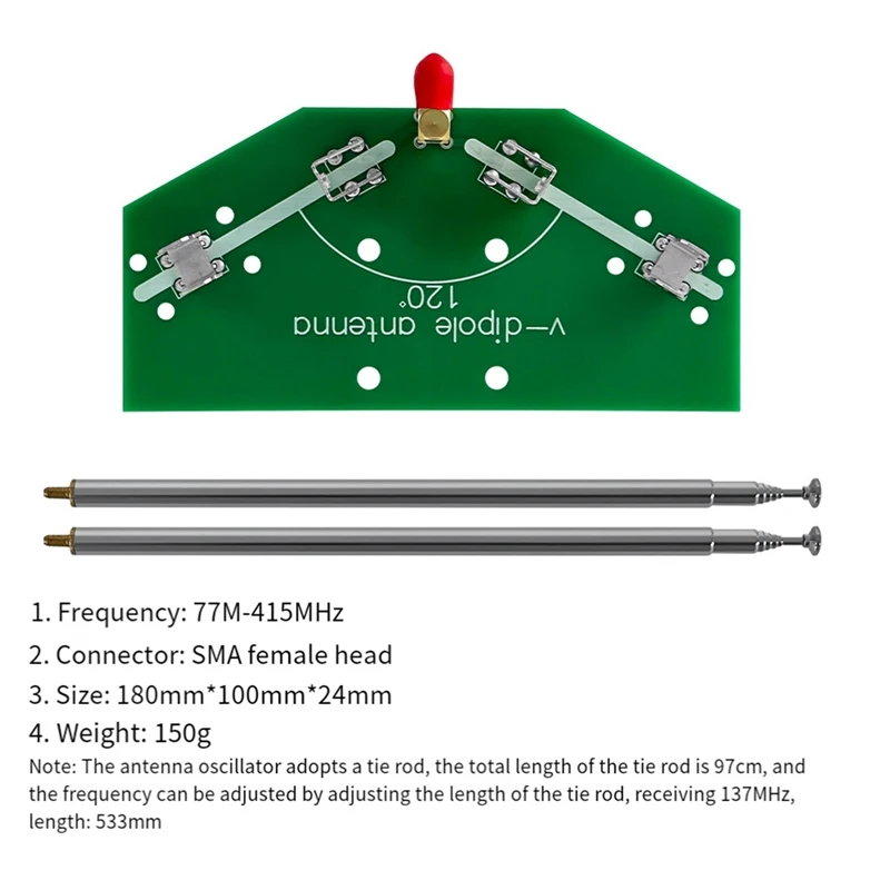 78M-1 Ghz FM Frequency Receiver 137Mhz Positive V Horn Antenna Rod V-Dipole Oscillator DIY Kits With Cable QXNF