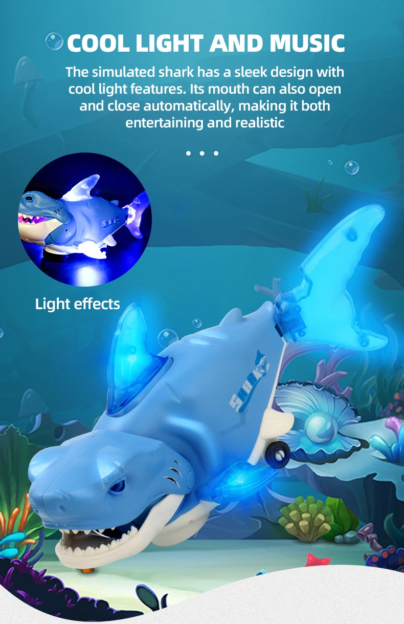 Electric Multi-directional Swaying Shark Color-changing Music Light Artificial Animal Toy Electronic Pets Toys for Boys Gifts