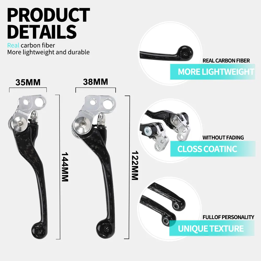 Immagine 3: Funparts Set leve freno frizione moto manubrio pieghevole in fibra di carbonio per accessori moto Surron Lightbee S/X