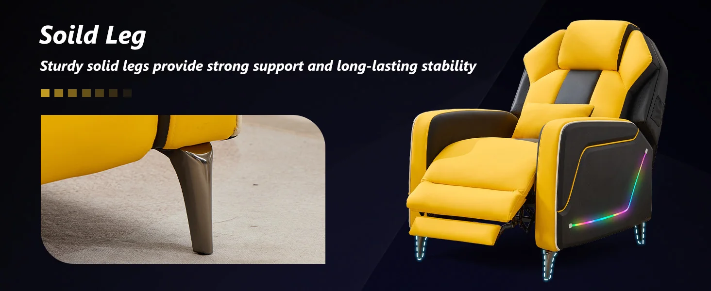 TCGBKAF LED Gaming Recliner Chair Ergonomic Video Game Reclining Chair with Footrest Lumbar Pillow & Side Pocket Home Theater Recliner Sofa Chair for Gaming Room Living Room Bed… image 19