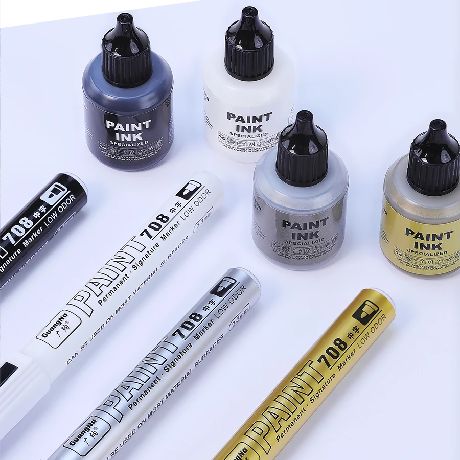 Acrylic Paint Pens Metallic Painting Markers Set 2~3mm With Ink and Replace Tip for Rock,Wood,Glass,Fabric,Ceramic,Graffiti ﻿ image 2