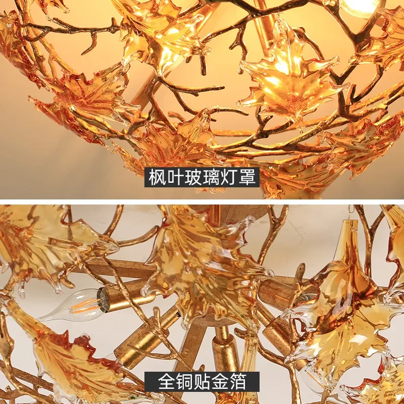 Solid Copper Ceiling Light Retro Modern Luxury Fixture for Bedroom Study Villa Creative Designer Lamp Home Decor