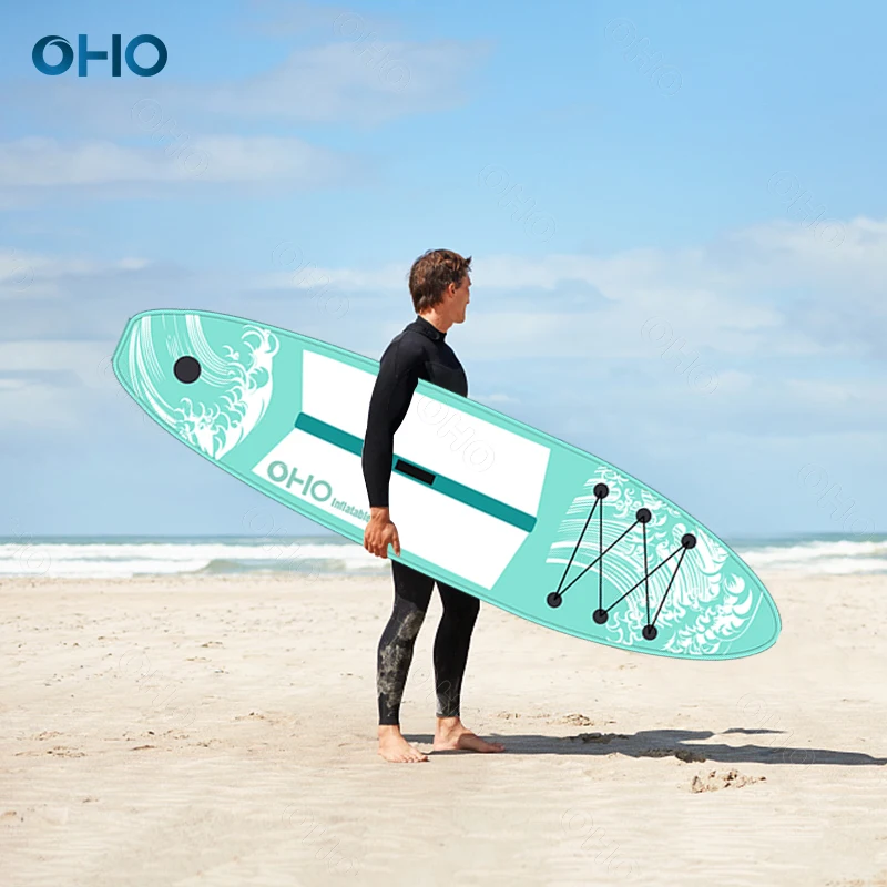 OHO high quality inflatable surfboard fashion Mint Green paddle board all round SUP full set windsurf for waterplay sports