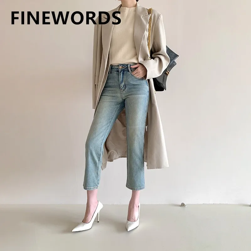 FINEWORDS Highstreet High Waist Vintage Skinny Jeans Women Elegant Office OL Stretch Jeans Push Up Korean Vintage Pencil Pants