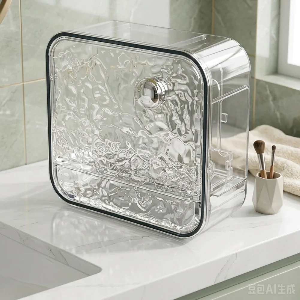 Compact Wall Mount Soap Holder 12.5cm x 5cm x 11.8cm Transparent Silver Soap Dish for Bathroom with Drainage Function