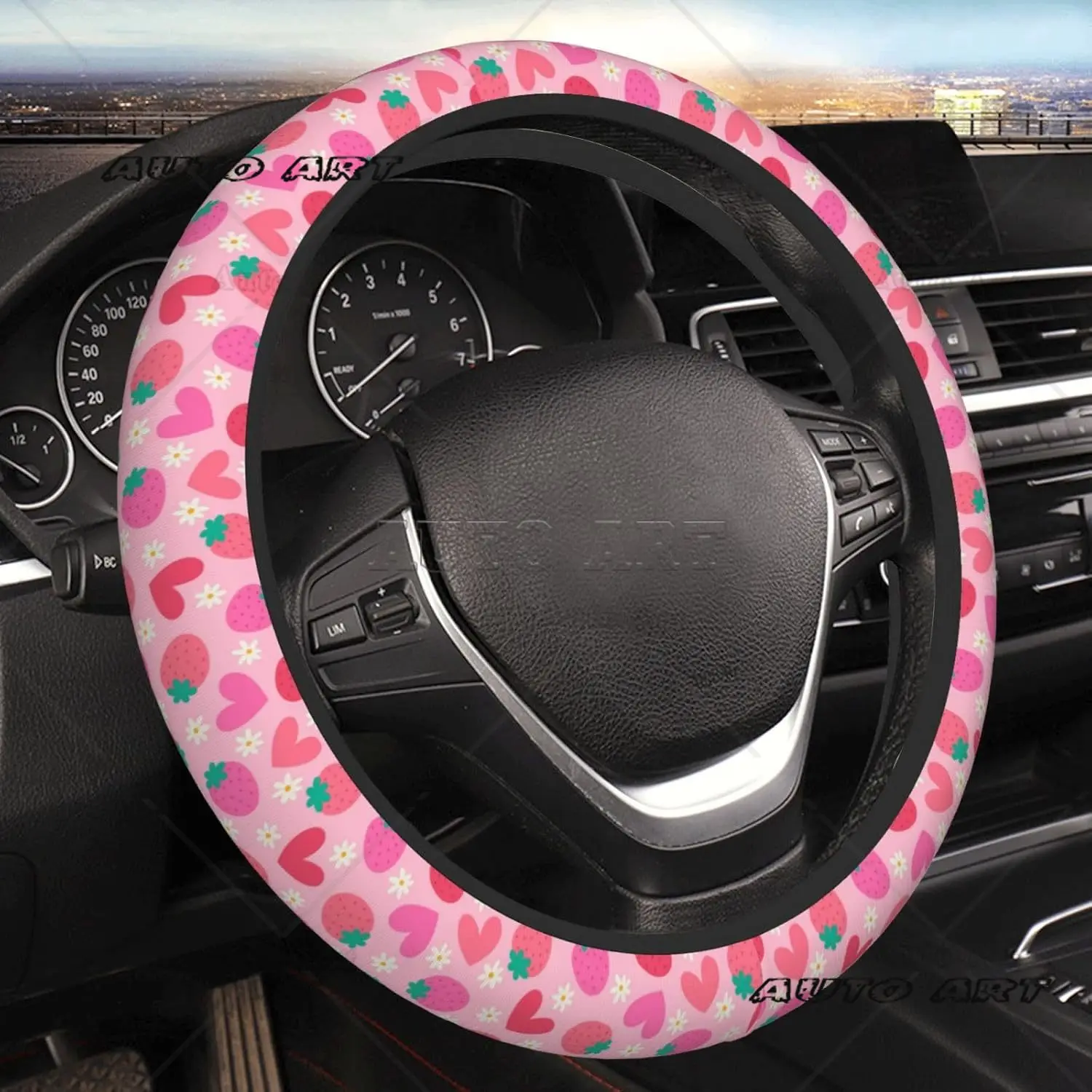 

Valentine's Day Heart Steering Wheel Cover Universal 15 Inch Car Accessories Protector for Women Men