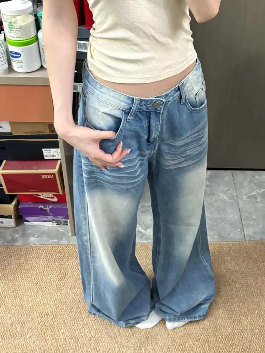 Amerikaanse stijl rechte jeans voor dames lente zomer hoge taille zip fly lange broek vrouwelijke casual denim broek