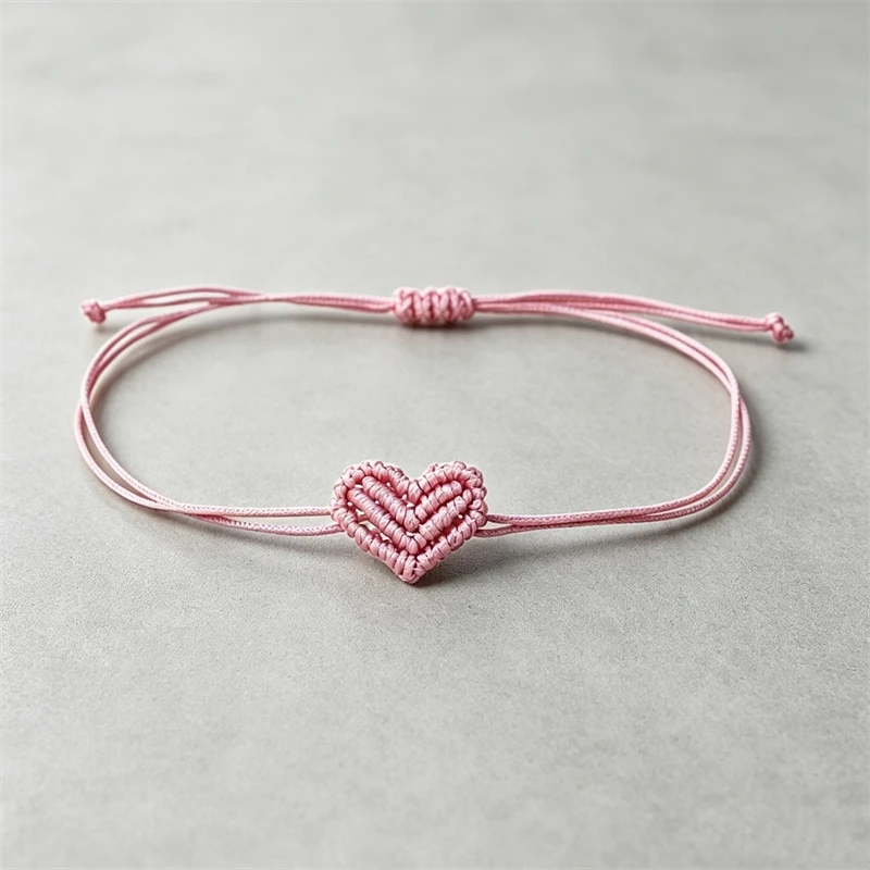 Couple's Heart Braided Bracelet 2026, Handmade Lucky Rope Bangle, Various Colors, Perfect Valentine's Day Present for Lovers
