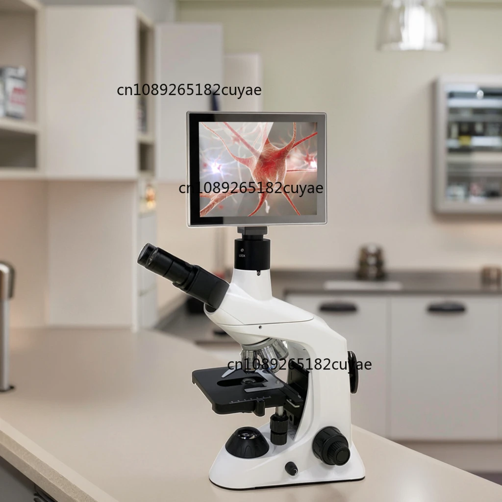 Microscope géologique portable TX-BM-04 avec objectif à vision infinie, trinoculaire de laboratoire avec caméra numérique intégrée et moniteur