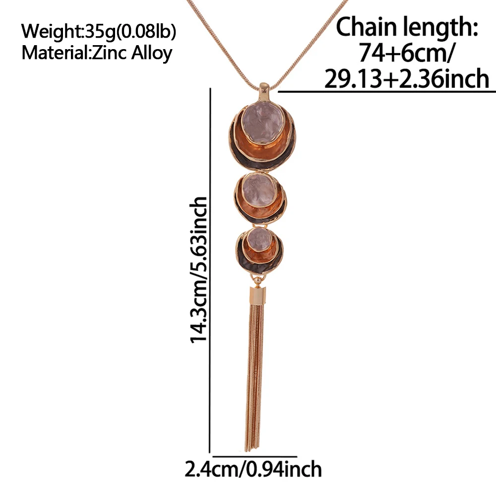 Fashion 3-Layer Round Chain Tassels Pendant Necklace for Women Accessories Trendy Gold Color Long Necklaces Party Jewelry Gift