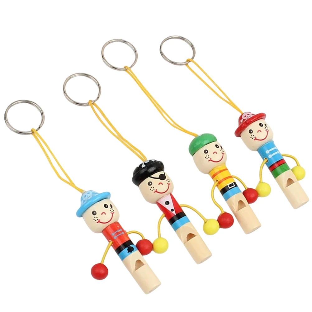 

4Pcs Wooden Pirate Whistles for Kids High Quality Tuned Musical Plaything Child Education Instrument Travel Party Gift
