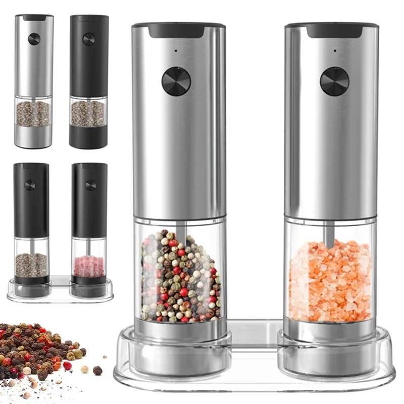 Molinillo de sal y pimienta eléctrico con aspereza ajustable, molinos recargables, molinillo de pimienta alimentado por batería, herramienta de cocina