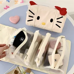 Cartoon Hello Kitty borse per il trucco custodia per cosmetici rimovibile di grande capacità custodia per cosmetici per rossetto da viaggio portatile