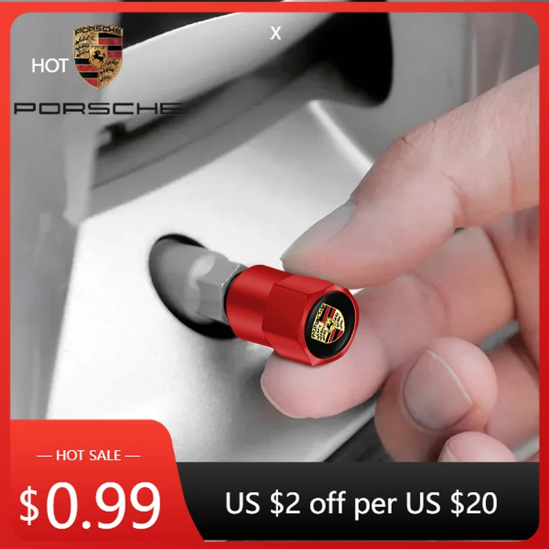 

Наклейки на автомобиль для Porsche Cayman, Cayenne, 911, Macan, 4 шт., металлические колпачки для вентилей шин, крышки для воздушных клапанов для Porsche 911, 718, Taycan